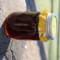 24 oz jar- Arizona Desert Dark Honey, Raw and Unfiltered Honey, it looks almost black on the shelf in the jar, but when the sun shines through it or you pour it out you can see it is actually a dark amber, mahogany color.  The flavor is rich and sweet, very delicious.